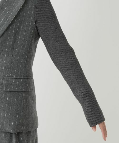 Leilian / レリアン テーラードジャケット | ニット切替ストライプジャケット | 詳細10