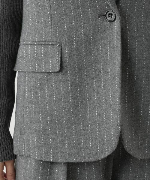 Leilian / レリアン テーラードジャケット | ニット切替ストライプジャケット | 詳細13