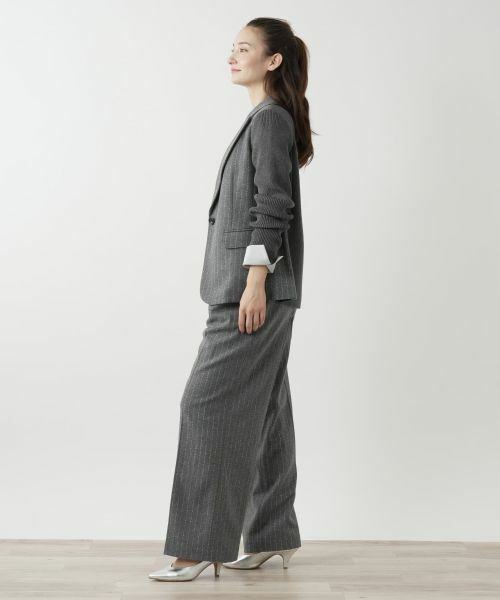 Leilian / レリアン テーラードジャケット | ニット切替ストライプジャケット | 詳細2