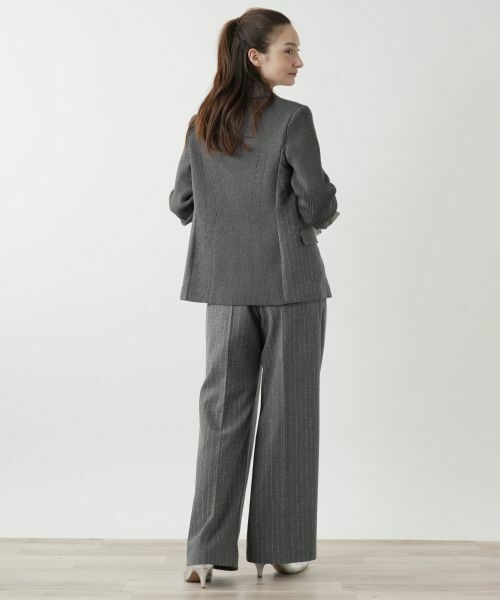 Leilian / レリアン テーラードジャケット | ニット切替ストライプジャケット | 詳細3