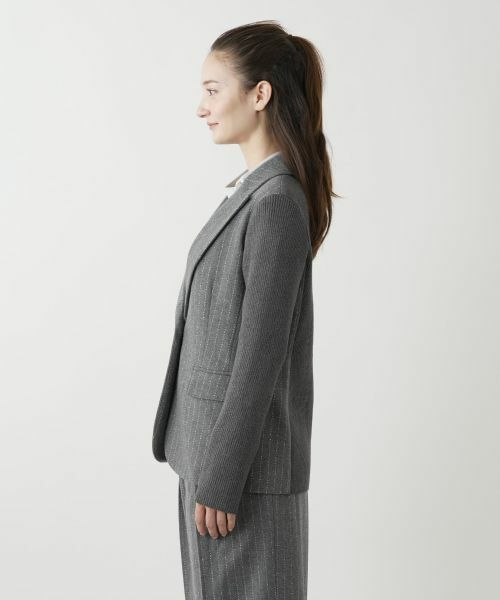 Leilian / レリアン テーラードジャケット | ニット切替ストライプジャケット | 詳細5