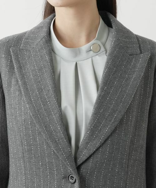 Leilian / レリアン テーラードジャケット | ニット切替ストライプジャケット | 詳細7