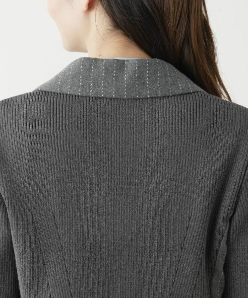 Leilian / レリアン テーラードジャケット | ニット切替ストライプジャケット | 詳細8