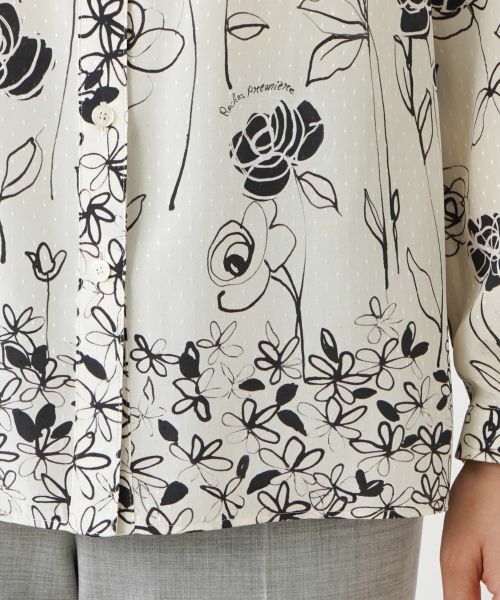 Leilian / レリアン シャツ・ブラウス | フラワー柄バンドカラーブラウス | 詳細10