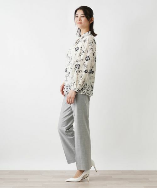 Leilian / レリアン シャツ・ブラウス | フラワー柄バンドカラーブラウス | 詳細2