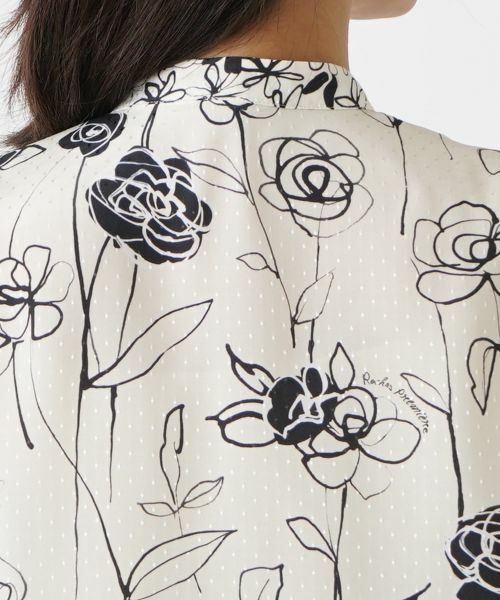 Leilian / レリアン シャツ・ブラウス | フラワー柄バンドカラーブラウス | 詳細8
