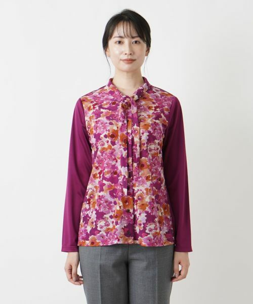 Leilian / レリアン シャツ・ブラウス | フラワー柄ボウタイブラウス | 詳細8