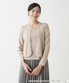 ☆Leilianレリアンカーディガンボレロベージュリネン麻混日本製