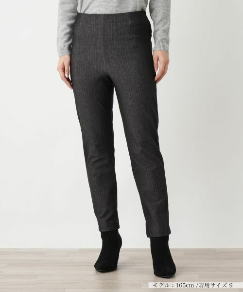 Leilian / レリアン その他パンツ | ストライプスリムパンツ(チャコールグレー)