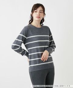 Leilian / レリアン ニット・セーター | ラメボーダークルーネックニット【Leilian WHITE LABEL】