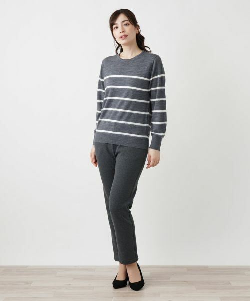 Leilian / レリアン ニット・セーター | ラメボーダークルーネックニット【Leilian WHITE LABEL】 | 詳細1