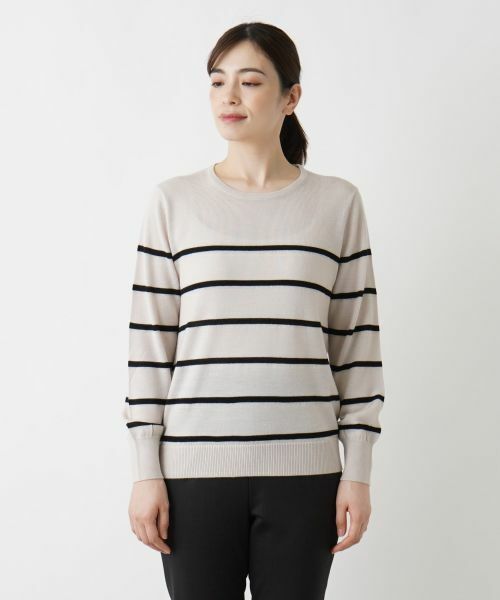 Leilian / レリアン ニット・セーター | ラメボーダークルーネックニット【Leilian WHITE LABEL】 | 詳細8