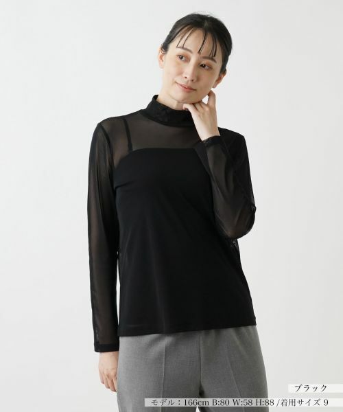 Leilian/レリアン シアーカットソー ブラック 13(XL) Leilian/レリアン シアーカットソー ブラック 13(XL)
