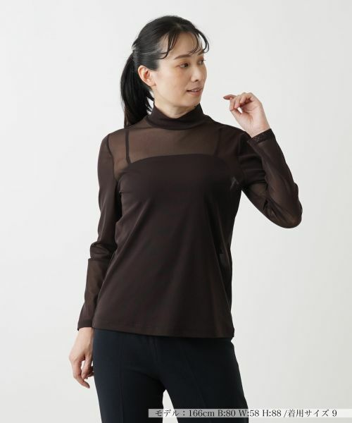 Leilian/レリアン シアーカットソー ダークブラウン 9(M) Leilian/レリアン シアーカットソー ダークブラウン 9(M)
