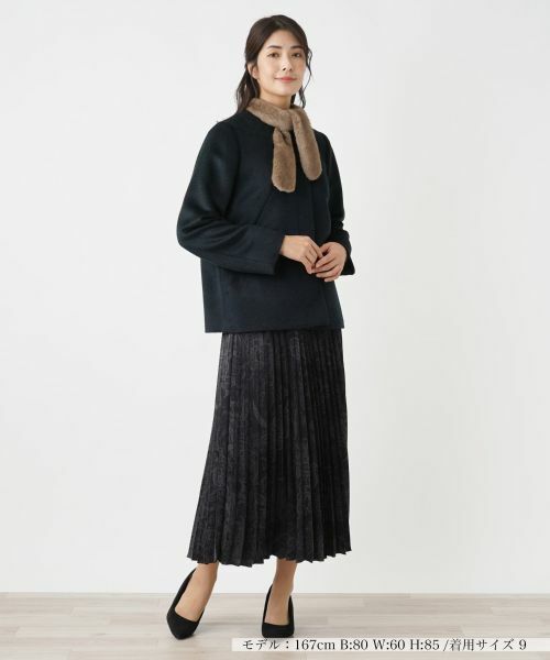 Leilian / レリアン その他アウター | ストール付きアルパカ混ノーカラーコート | 詳細1