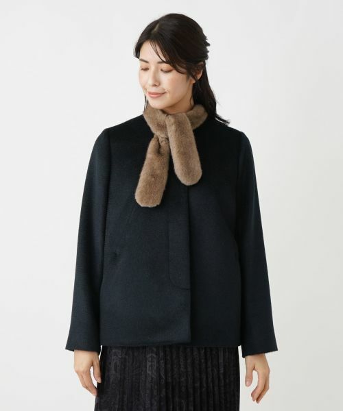 Leilian / レリアン その他アウター | ストール付きアルパカ混ノーカラーコート | 詳細4