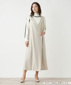 Leilian / レリアン ロング・マキシ丈ワンピース | 千鳥格子柄カシュクールジャンパースカート