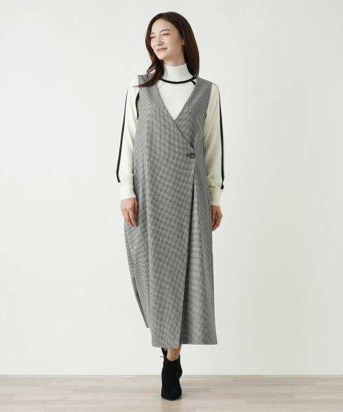 Leilian / レリアン ロング・マキシ丈ワンピース | 千鳥格子柄カシュクールジャンパースカート | 詳細1
