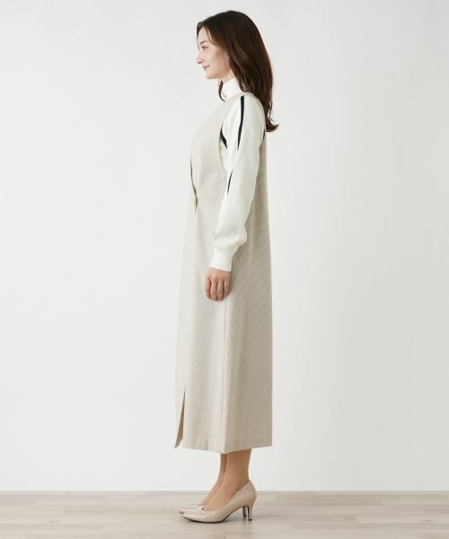 Leilian / レリアン ロング・マキシ丈ワンピース | 千鳥格子柄カシュクールジャンパースカート | 詳細10