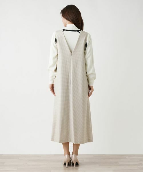 Leilian / レリアン ロング・マキシ丈ワンピース | 千鳥格子柄カシュクールジャンパースカート | 詳細11