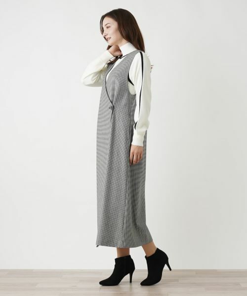 Leilian / レリアン ロング・マキシ丈ワンピース | 千鳥格子柄カシュクールジャンパースカート | 詳細2