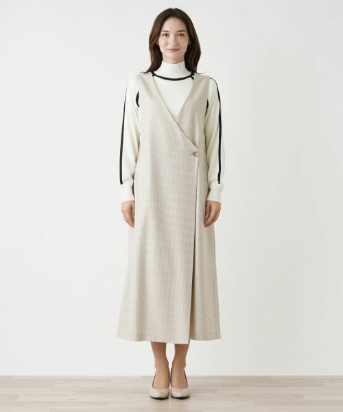 Leilian / レリアン ロング・マキシ丈ワンピース | 千鳥格子柄カシュクールジャンパースカート | 詳細9