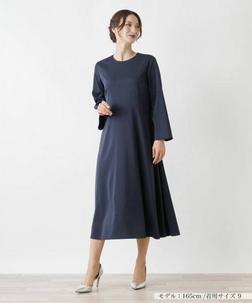 Leilian / レリアン ドレス | 【店舗人気】ロングスリーブフレアワンピース(ネイビー)