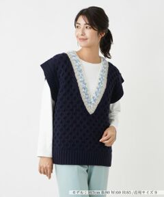 Leilian / レリアン テーラードジャケット | Vネックニットベスト