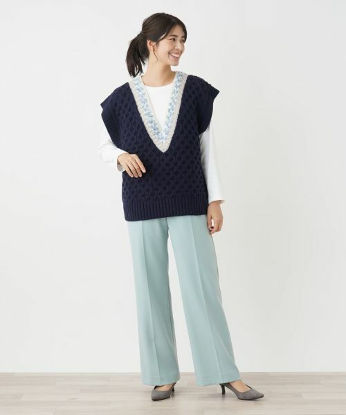 Leilian / レリアン テーラードジャケット | Vネックニットベスト | 詳細1