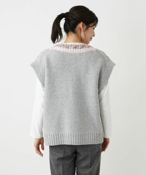 Leilian / レリアン テーラードジャケット | Vネックニットベスト | 詳細10