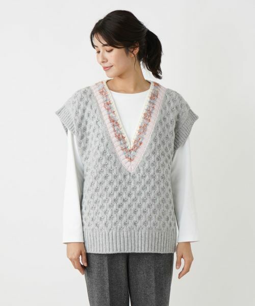 Leilian / レリアン テーラードジャケット | Vネックニットベスト | 詳細8