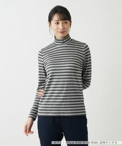 Leilian / レリアン 【店舗人気】ハイネックカットソー ボタニカル柄ハイネックカットソー【Leilian WHITE