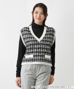 Leilian / レリアン テーラードジャケット | ツイードニットベスト