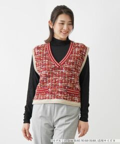 Leilian / レリアン テーラードジャケット | ツイードニットベスト