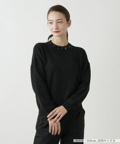 Leilian / レリアン ニット・セーター | ビジューネックラメニット【Leilian WHITE LABEL】