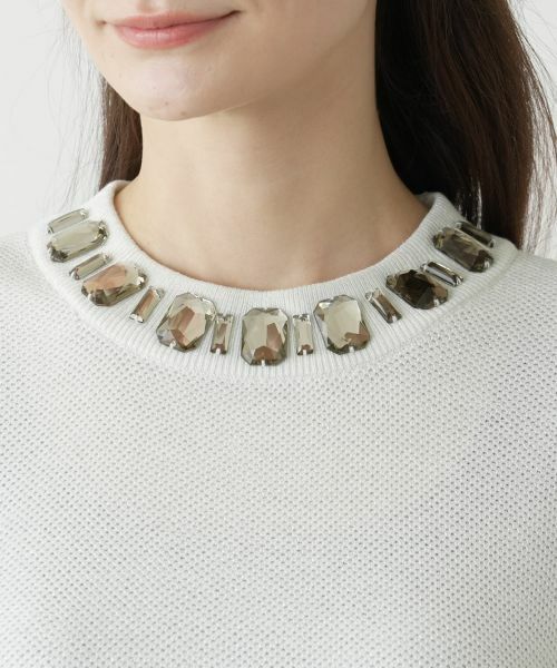 Leilian / レリアン ニット・セーター | ビジューネックラメニット【Leilian WHITE LABEL】 | 詳細4