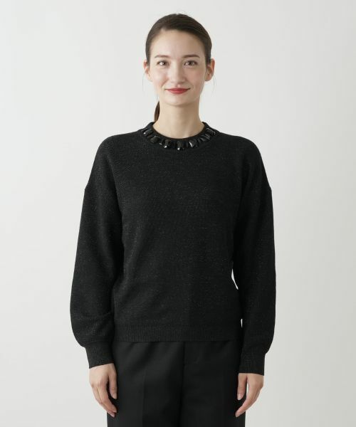 Leilian / レリアン ニット・セーター | ビジューネックラメニット【Leilian WHITE LABEL】 | 詳細9