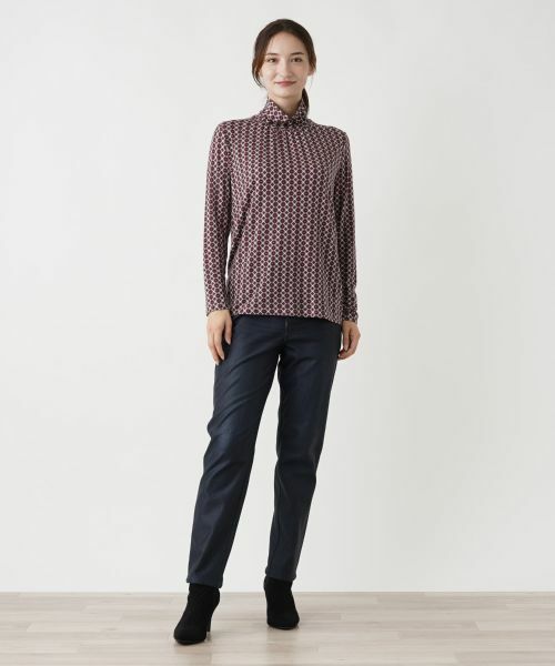 Leilian / レリアン カットソー | 幾何学柄ハイネックカットソー【ROCHAS Premiere】 | 詳細1
