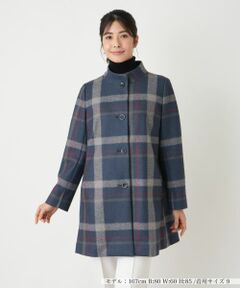 Leilian / レリアン その他アウター | チェックスタンドカラーコート【Leilian WHITE LABEL】