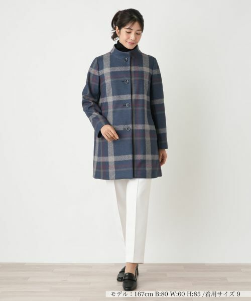 Leilian / レリアン その他アウター | チェックスタンドカラーコート【Leilian WHITE LABEL】 | 詳細1
