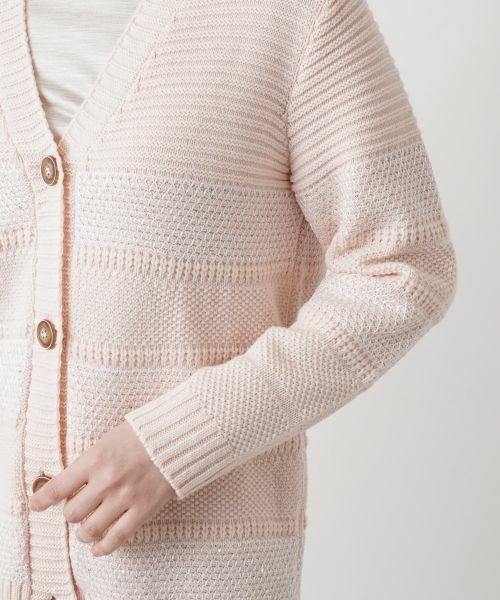 Leilian / レリアン カーディガン・ボレロ | 編地切替Vネックカーディガン | 詳細13