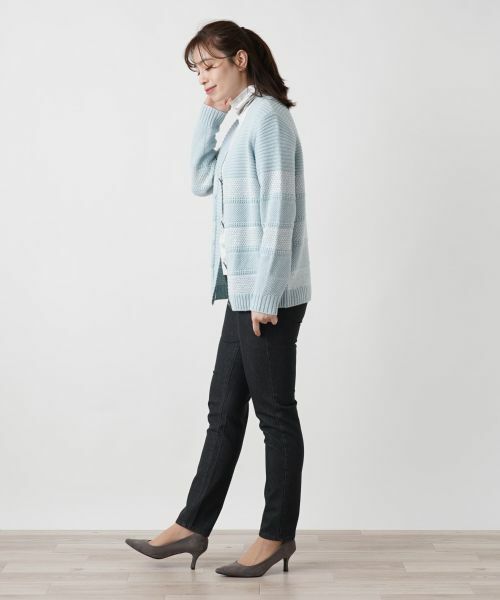 Leilian / レリアン カーディガン・ボレロ | 編地切替Vネックカーディガン | 詳細2