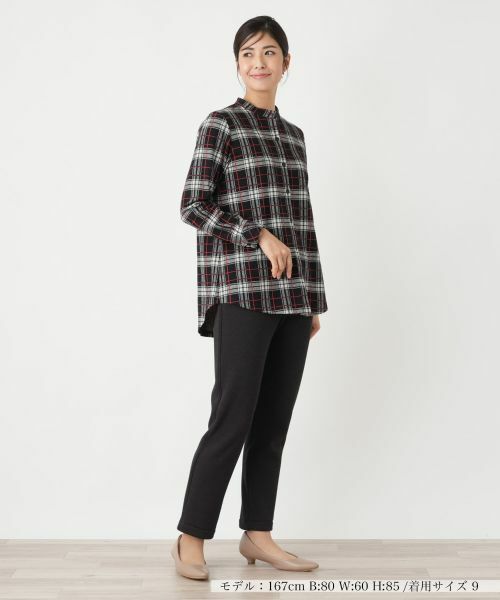 Leilian / レリアン シャツ・ブラウス | チェックバンドカラーブラウス【Leilian WHITE LABEL】 | 詳細1