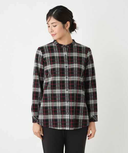 Leilian / レリアン シャツ・ブラウス | チェックバンドカラーブラウス【Leilian WHITE LABEL】 | 詳細4
