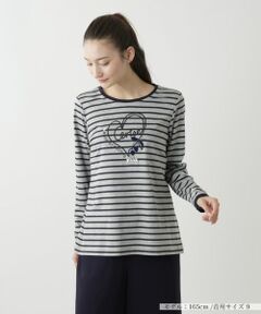 Leilian / レリアン カットソー | ハート×ボーダークルーネックカットソー【MUSE BY ROCHAS Premiere】