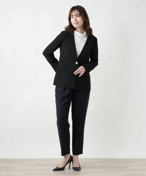 Leilian / レリアン テーラードジャケット | ノーカラーVネックジャケット | 詳細1