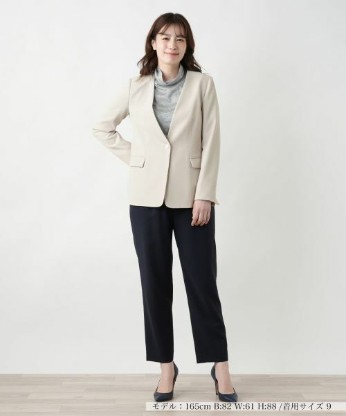 Leilian / レリアン テーラードジャケット | ノーカラーVネックジャケット | 詳細4