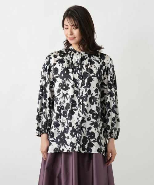 Leilian / レリアン シャツ・ブラウス | 【店舗人気】フラワー柄バンドカラーブラウス【BINDA】 | 詳細4