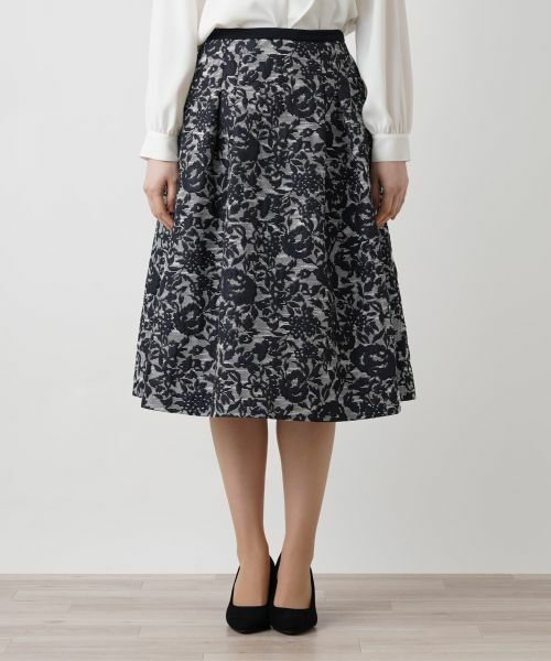 Leilian / レリアン ミニ・ひざ丈スカート | 膨れジャカードタックスカート | 詳細4