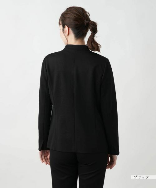Leilian ジャケット シルク混 半袖 トップス ノーカラー 上品 高級感